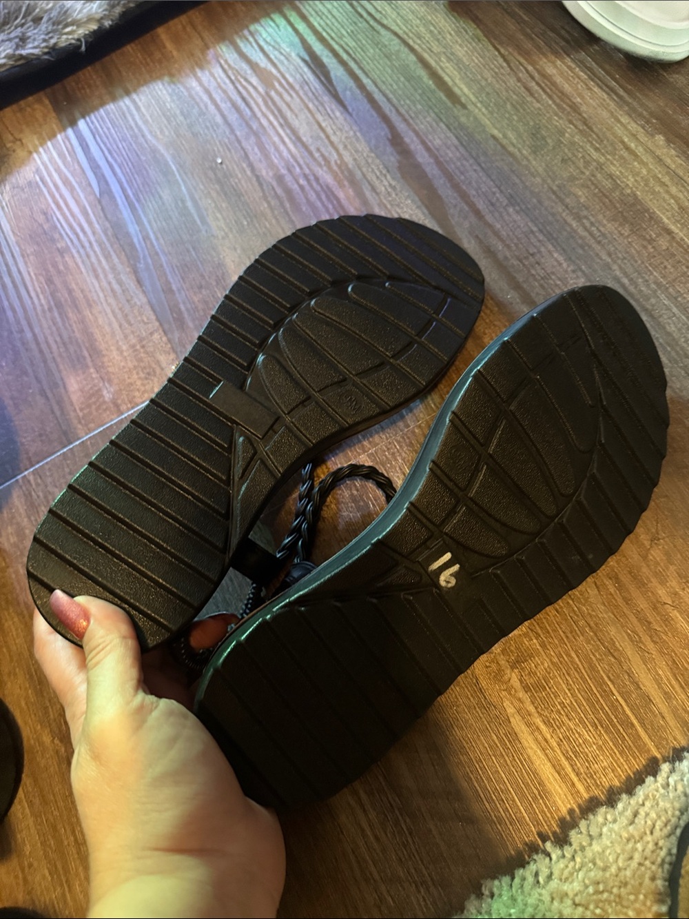 Andiamo Black Braided Floral Jeweled Sandals - Picture 2 of 2